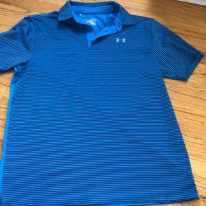 Medium blue striped Under Armour polo